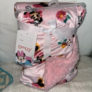 Disney Minnie Mouse Pink and Yellow Character Baby Blanket